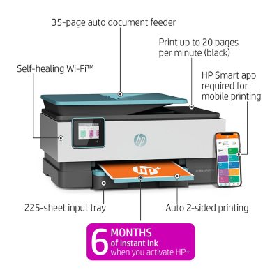 hånd spole Undskyld mig HP OfficeJet Pro 8028e All-in-One Wireless Color Inkjet Printer - 6 months  free Instant Ink with HP+ - Sam's Club