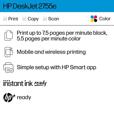 HP DeskJet 2755e Wireless All-in-One Inkjet Printer, - Sam's Club