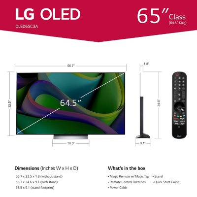 Lg 65 In. Oled C3 Evo 4k Hdr Smart Tv With Ai Thinq And G-sync Oled65c3pua, Tvs, Electronics