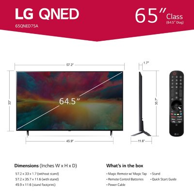 LG 65 Class QNED75-Series 4K QNED UHD SMART WebOS 23 w/ThinQ AI TV  -65QNED75ARA - Sam's Club