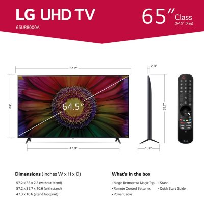 LG 65 Class UR8000 AUB series LED 4K UHD webOS 23 Smart w/ThinQ AI TV -  65UR8000AUA - Sam's Club