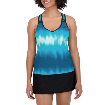 Zero Xposur Tankini Top Womens 10 Racer Back Built In Bra Swimsuit Bathing  Suit