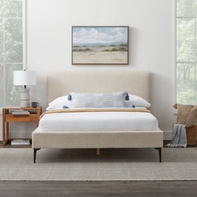 Newfield Modern Upholstered Bed with Metal Legs, Assorted Sizes and Colors