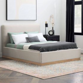 Newfield Grounded Upholstered Wood Base Platform Bed, Assorted Sizes and Colors