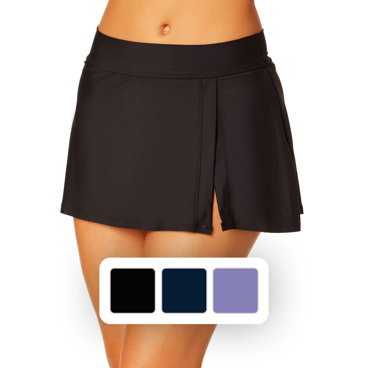 Anne Cole Ladies Side Slit Swim Skirt Bottom, Black, XXL