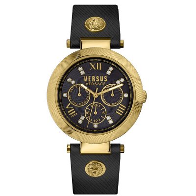 Versus Versace Women's Camden Market Gold-tone Black Leather Strap Watch,  38mm - Sam's Club