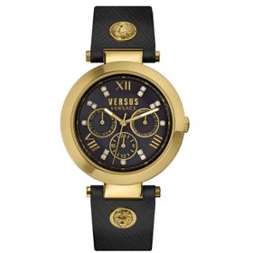 Versus Versace Women's Camden Market Gold-tone Black Leather Strap Watch, 38mm