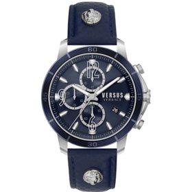 Versus Versace Men's Bicocca Blue Leather Strap Watch, 46mm