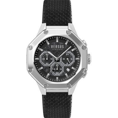 Versus Versace Men's Palestro Black Leather Strap Watch, 45mm - Sam's Club