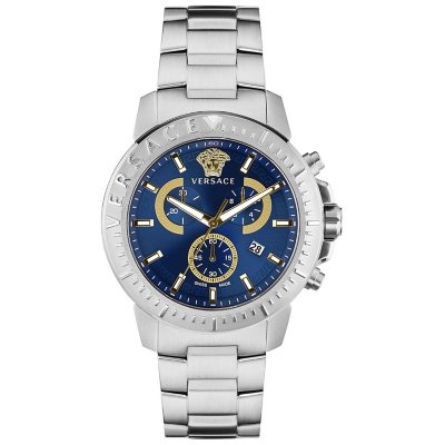 Versace New Quartz Chronograph Silver Bracelet Mens Watch 45mm Sam s Club