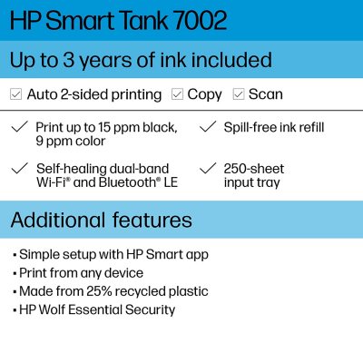 HP Smart Tank 7002 All-in-One Printer with 3 Years of Additional Ink 