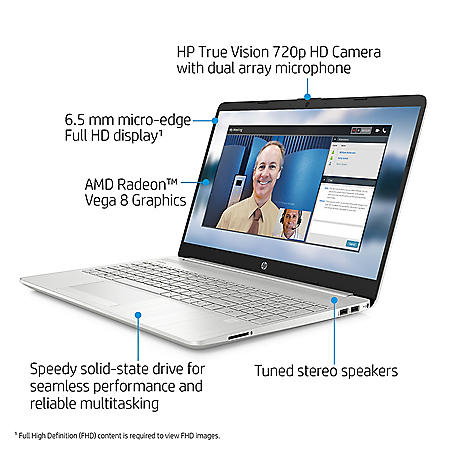 HP 15.6" Full HD (1920 x 1080) Laptop - AMD Ryzen™ 5 3500U -  8GB Memory - 256GB SSD -  Backlit Keyboard - 2 Year Warranty Care Pack - Windows OS