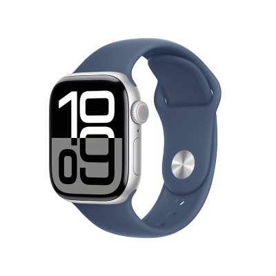 Apple Watch Series 10 42mm GPS Cellular Silver Aluminum Case Denim Sport Band M L