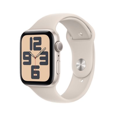 Apple Watch SE GPS 44mm Aluminum Case:- Starlight, Sport Band - M/L