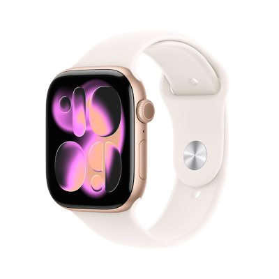 Apple Watch Series 11 GPS 46mm Aluminum Case:- Rose Gold, Sport Band - S/M