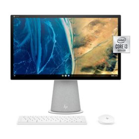 HP Chromebase 21.5 inch All-in-One Touchscreen Desktop  - 10th Generation Intel Core i3-10110U - 4GB Memory - 128GB SSD Drive - White Bluetooth Wireless Keyboard and Mouse Combo - HP Privacy Camera - 2 Year Warranty Care Pack - Chrome OS