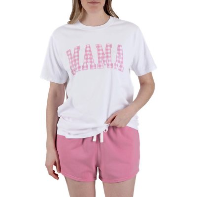 State Of Mine Women's T-Shirt &amp; Short Set - White S:- Mama, S