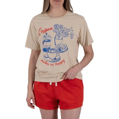 State Of Mine Women's T-Shirt &amp; Short Set - Taupe L:- Coffee - Online Only, L