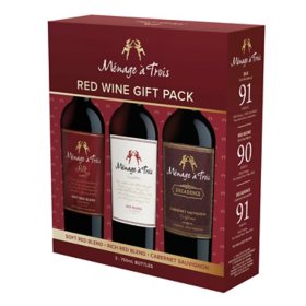 Menage a Trois Red Wine Variety Pack, 750 ml, 3 pk.