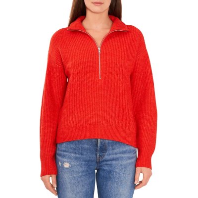 Red zip up sweater on sale women's