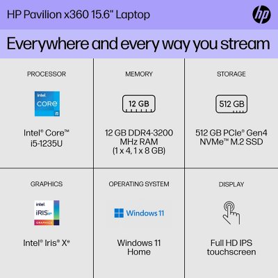 HP - Pavilion x360 2-in-1 14 Touch-Screen Laptop - Intel Core i5-8GB  Memory - 512GB SSD - Natural Silver - Mode 14-ek0033dx