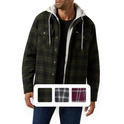 Quilted flannel shirt jacket best sale with hood