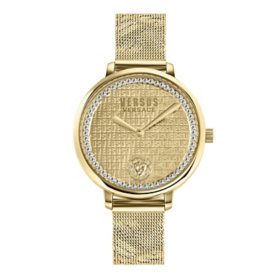 Versus Versace La Villette Crystal Watch With Gold Mesh Bracelet 36mm VSP1S3321		