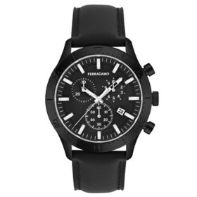 Ferragamo Men's Master Chrono 43MM Black Strap Watch