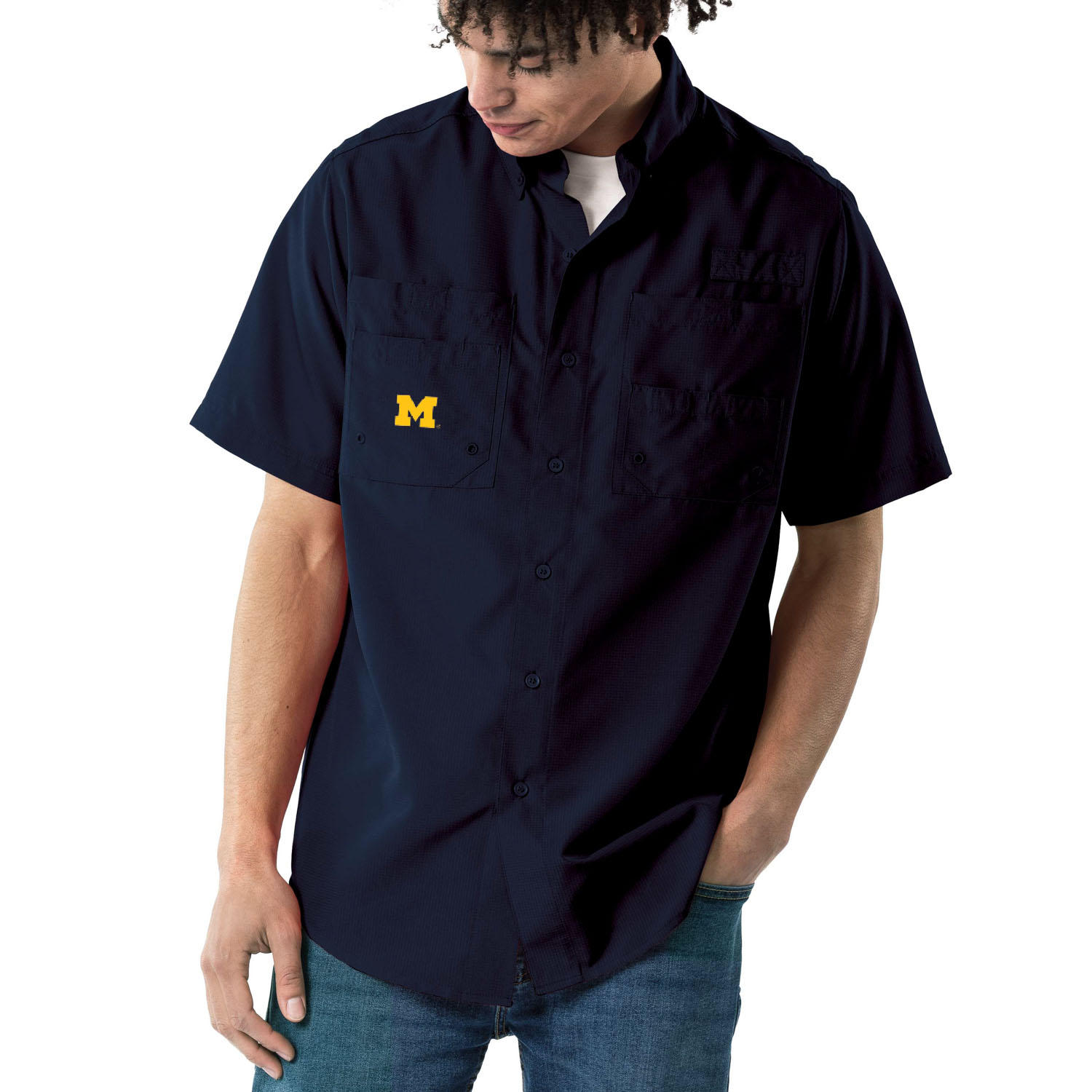 Knights Apparel NCAA River Shirt- Michigan Wolverines/ L