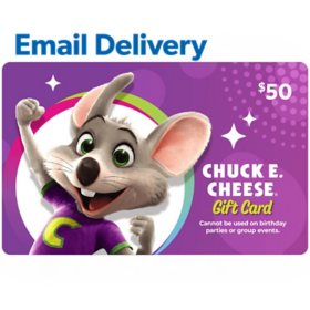 Chuck E Cheese $50 Email Delivery Gift Card
