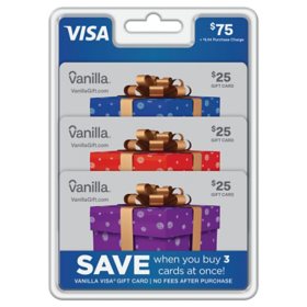 Vanilla Visa Copper Bow $75 Gift Card Multi-Pack, 3 x $25