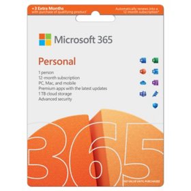 Microsoft 365 Personal | 15-Month Extra Time  Subscription, 1 person | Premium Office apps | 1TB OneDrive cloud storage | PC/Mac Download