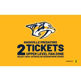 NHL Nashville Predators, Two (2) Upper Level Fan Zone Tickets, eVoucher