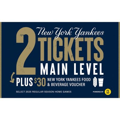 MLB New York Yankees, Two (2) Main Level Tickets + $30 Food