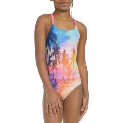 Hurley Girl's One Piece Photoreal Swimsuit Pink Punch 7/8