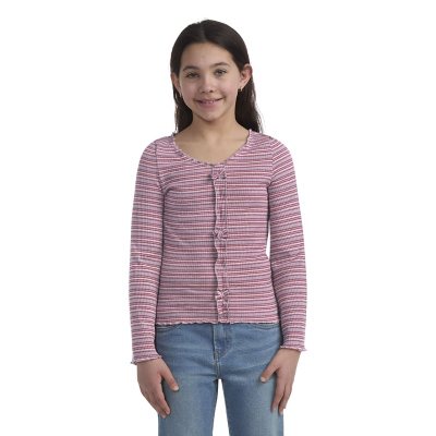Levi's Girls Long Sleeve Ribbed Tee Pink M:- Pink, M