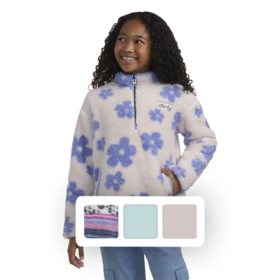 Hurley Girls Sherpa Printed Quarter-Zip Jacket	