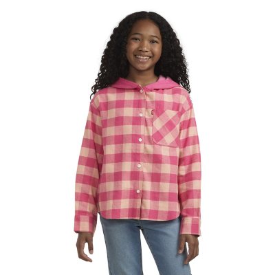 Levi s Girls Hooded Flannel Shirt Sam s Club