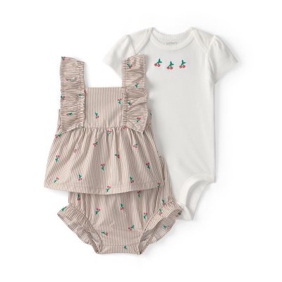 Carter's Girls 3Pc Outfit Set Brown 3M:- Brown, 3M