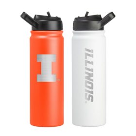 Logo Brands Illinois Fighting Illini 24oz SS Water Bottle 2pk