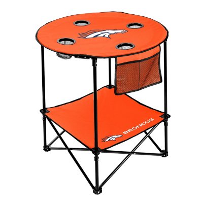 Logo Brands NFL 27.6" Round Tailgate Table with Shelf. Chicago Bears