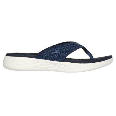 navy skechers flip flops