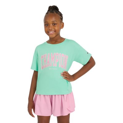 Champion Girls Active Tee Green XS 4/5:- Green, XS 4/5