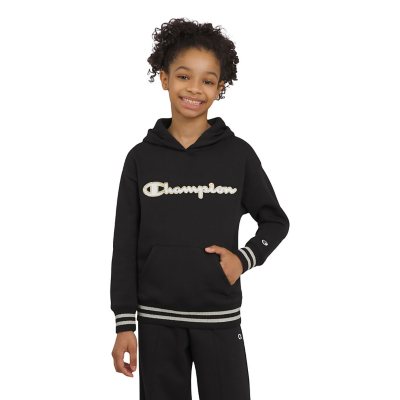 Champion Girls Logo Hoodie Black M:- BLACK, M