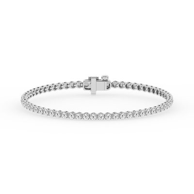 Lab Created Tennis Bracelet in 14K Gold- 7.5' &amp; 3 CT. W.T. White Gold:- 7.5' &amp; 3 CT. T.W., White Gold