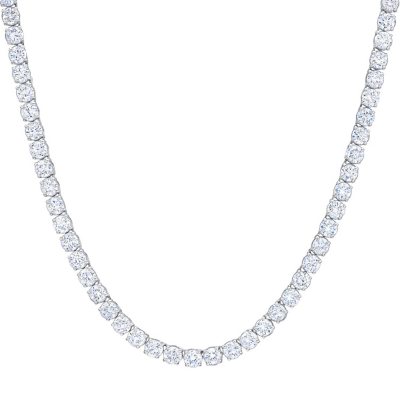 Lab Grown Diamond Tennis Necklace in 14K Gold- 10CTTW, White Gold:- 10.00 CTTW, White Gold