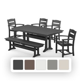 POLYWOOD Gulf Shores Farmhouse Trestle Dining Set, 6pc