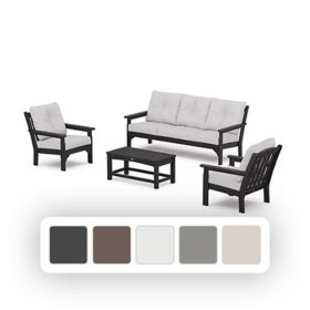 POLYWOOD Gulf Shores 4-Piece Sofa Seating Set with Sunbrella Fabric, Choose Color	