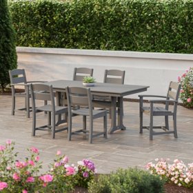 POLYWOOD Gulf Shores Farmhouse Trestle Dining Set, 7pc