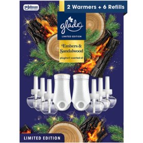 Glade PlugIns Scented Oil, Embers & Sandalwood, 2 Warmers + 6 Refills